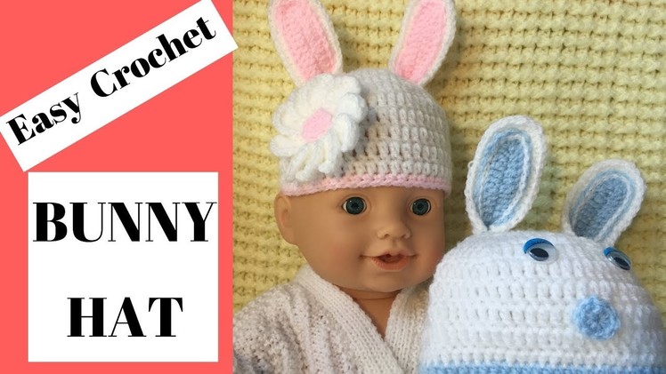 Crochet bunny hat.easy step by step bunny hat.Easter hat.Baby hat