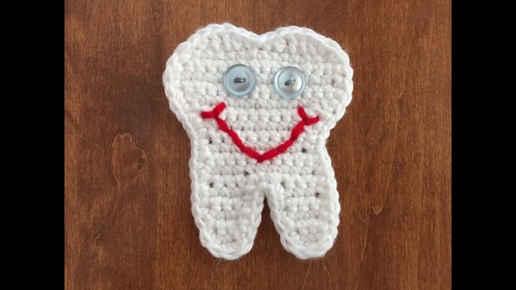 Crochet Tooth  Appliqué for Coffee Cozy!