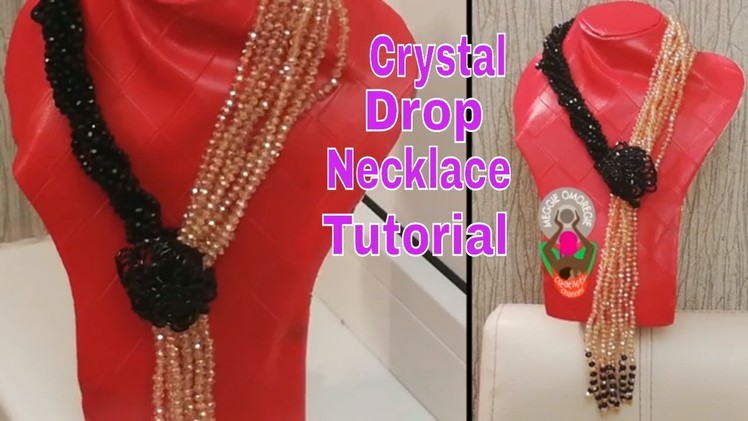 Crystal  DROPS Necklace Tutorial. Diy Beaded necklace