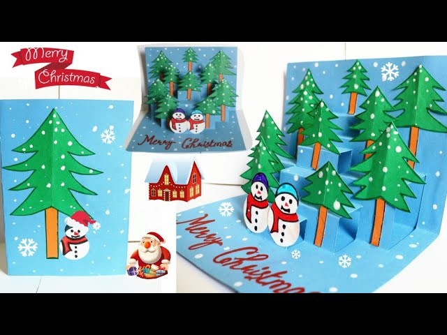 DIY 3D Christmas Pop Up Card| How to make Christmas Greeting Card| Easy Christmas pop up card