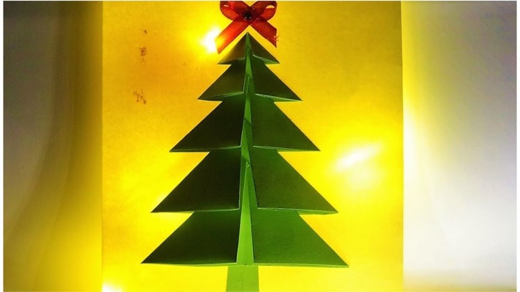 DIY 3D Christmas tree Card || Santa Greeting Card || Card making Tutorial || Nelufa crafts