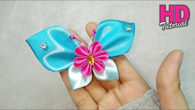 DIY - Bros KUpu-kupu Terbaru || Butterfly || how to make satin ribbon flower || HD TUTORIAL