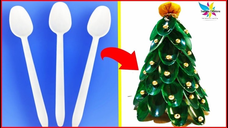 DIY Christmas Tree With Disposable Spoons at Home Easily