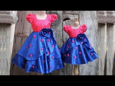 DIY Designer Baby Frock With Fabric Flower Pattern Making Step By Step Full Tutorial