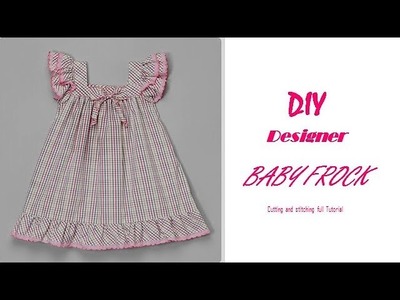 DIY Designer Frill BABY FROCK cutting and Stitching full tutorial