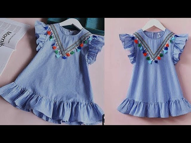 DIY Designer Ruffled Baby Frock Cutting And Stitching Tutorial