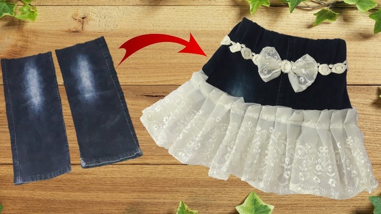 Diy Designer Skirt making from jeans. best idea of jeans. by simple cutting