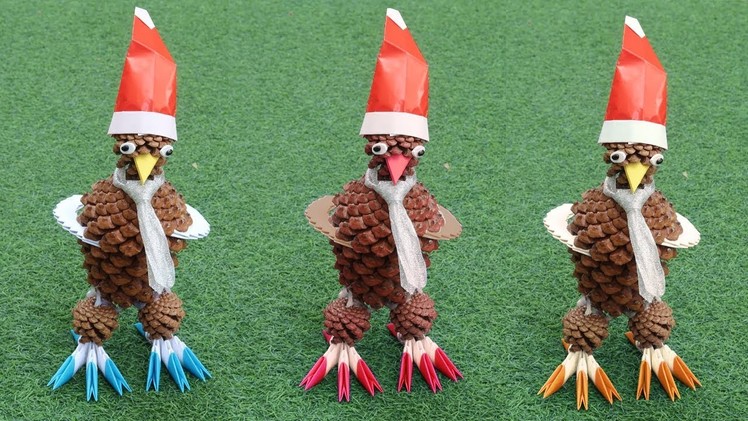 DIY Eagle - How to make a cute eagle from Pine Cones and paper