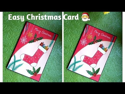Diy easy Christmas Card. Christmas Stocking Card. Handmade Christmas Card Making #christmascard2018
