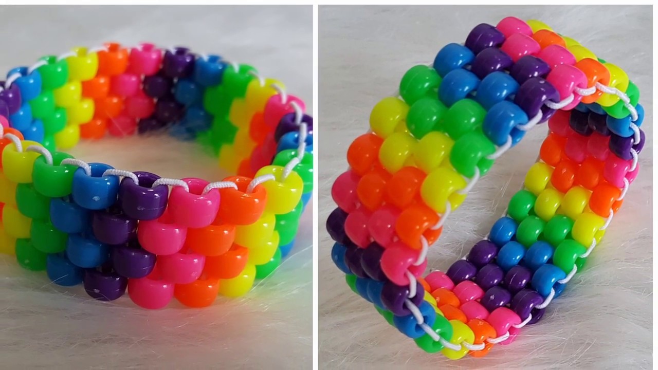 DIY Flat stitch peyote kandi cuff tutorial