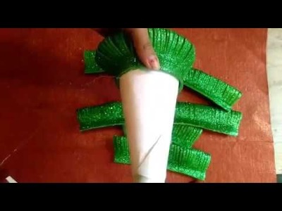 DIY how to make christmas tree, glitter foam sheet christmas tree, handmade christmas tree