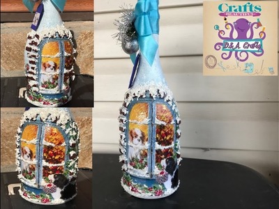 DIY: How to make dog Christmas acrylic decoration art on bottle TUTORIAL