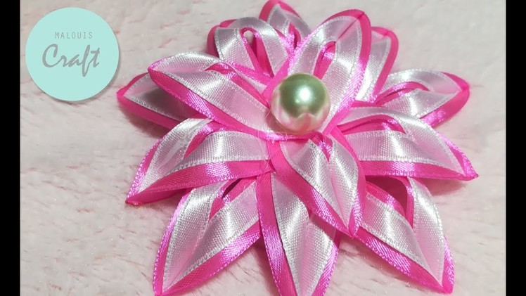 Diy kanzashi flower, kanzashi hair clip tutorial