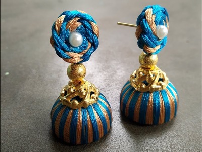 DIY new design unique style earrings making silk thread jhumka  jewellery making handmade handcraft