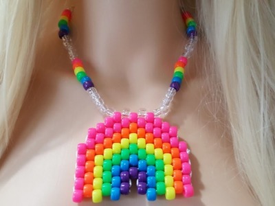 DIY peyote rainbow kandi choker,kandi tutorial