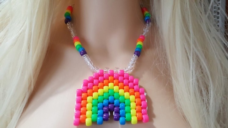 DIY peyote rainbow kandi choker,kandi tutorial