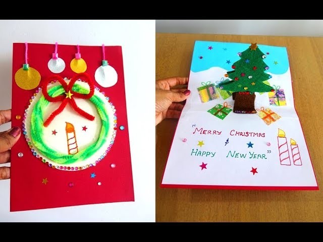 DIY X'MAS & NEW YEAR POP UP CARD Tutorial ~ Handmade Card Making Ideas ~ Step by Step . 