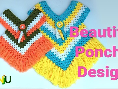 Easy crochet poncho dress | Make warm winter poncho for your baby