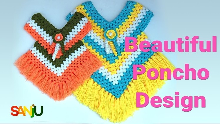 Easy crochet poncho dress | Make warm winter poncho for your baby