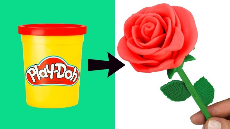 Easy DIY Play Doh Rose How to Make a Flower with Play Doh Modelling Clay Fun Creative for Kids