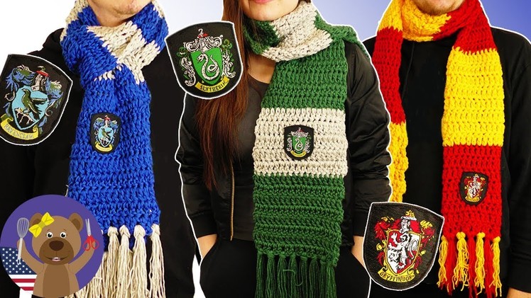 Harry Potter Scarves | Hogwarts DIY | Gryffindor, Slytherin, Ravenclaw Scarf