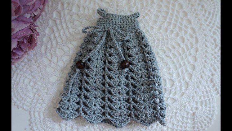 How to crochet doll lace dress. doll clothes
