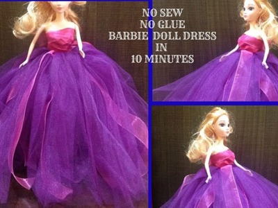 How to make Barbie tutu dress without sewing. easy doll dress