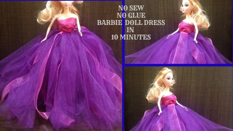 How to make Barbie tutu dress without sewing. easy doll dress
