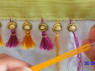 How to make Designer Saree Kuchu Using round beads | Tutorial | DIY | saree tassels | saree kuchu