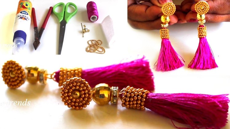 How To Make Designer Silk Thread Fancy Tassel earrings | DIY | Latest Silk Thread earrings designs
