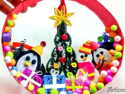 How to make DIY Christmas Wreath Decoration with  Quilling Paper