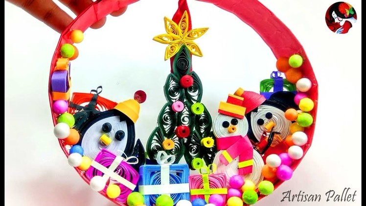 How to make DIY Christmas Wreath Decoration with  Quilling Paper