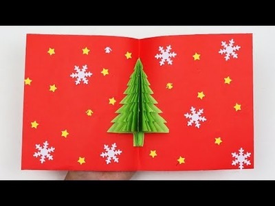 How to Make DIY Easy and Beautiful Christmas Tree Pop Up Card - DIY Pop Up Christmas Card with Tree