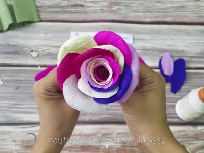 How to make Rainbow paper roses , Easy DIY paper rose tutorial for kid. beginner