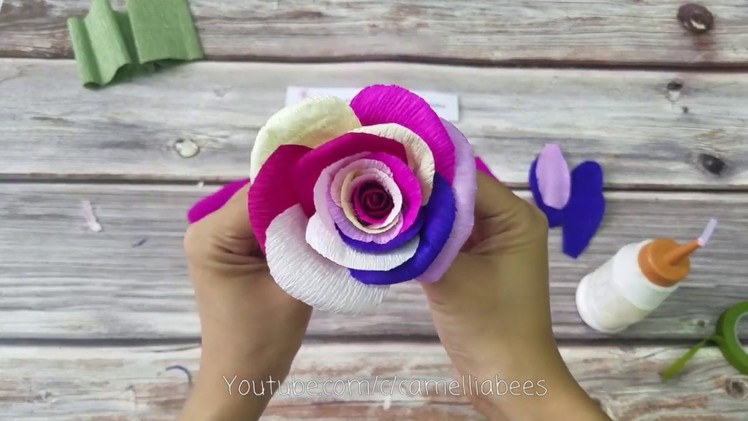 How to make Rainbow paper roses , Easy DIY paper rose tutorial for kid. beginner