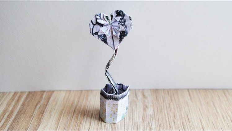 Money HEART IN A POT | Origami Dollar Tutorial DIY (NProkuda)