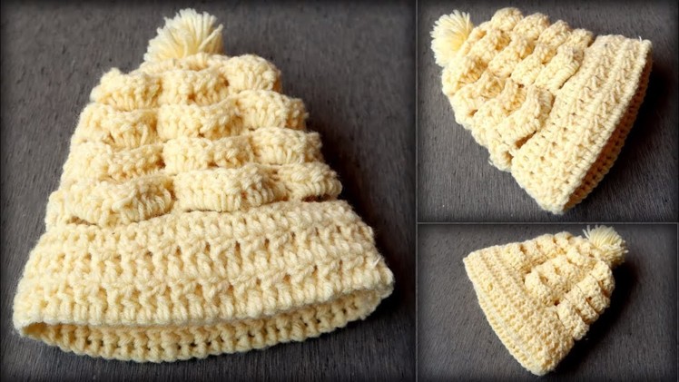Super Easy Woolen baby Cap | Tutorial Crochet Hat | Knitting Cap For New Born. 0-3 month baby