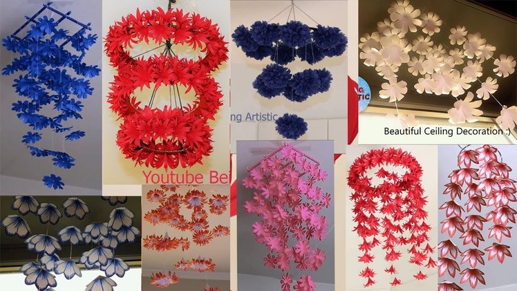 10 DIY Home Decor - Hanging Flowers - Paper Craft - Home Decoration ideas