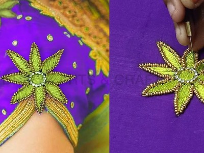 Beautiful aari motif work on blouse | aari work for beginners | aari work blouse designs | #201