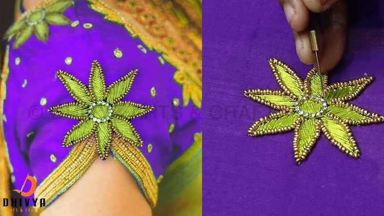 Beautiful aari motif work on blouse | aari work for beginners | aari work blouse designs | #201