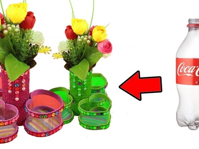 DIY Best Out of Waste Plastic Bottle Craft - Plastic Bottle Craft Ideas (Plastic bottle organizer)