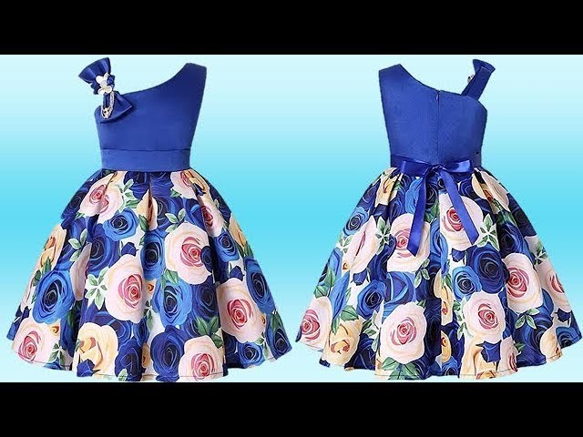 DIY Designer One Strap One Shoulder Box Pleated Baby Frock Full Tutorial