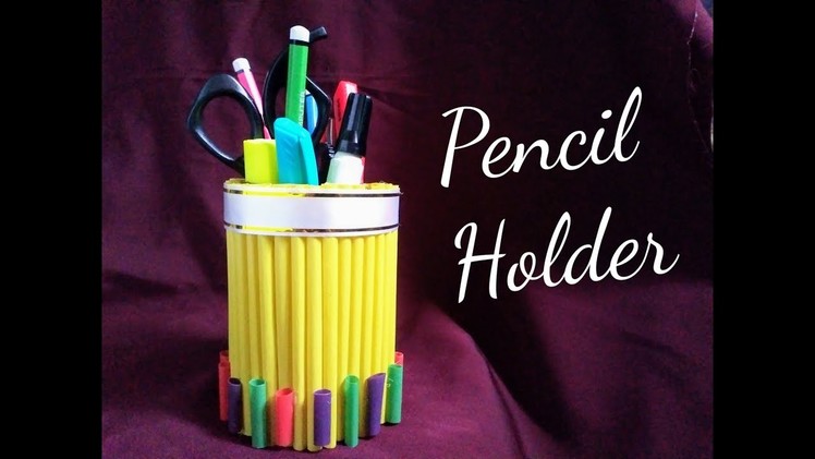 DIY  Straw Pencil Holder | Tempat pensil dari sedotan