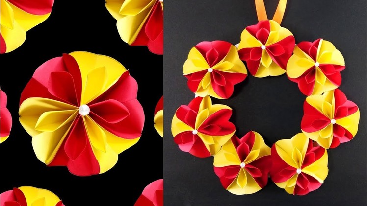 DIY Wall Hanging Paper Flower Craft - Easy Wall Decoration Ideas - Simple Paper craft