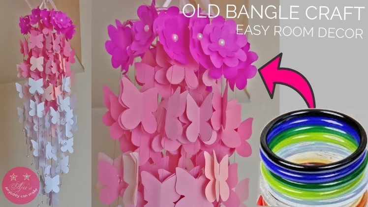 Easy Old bangle craft | Butterfly home decor using old bangles and paper | paper butterfly mobile