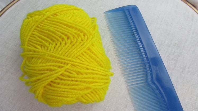 Hand Embroidery Amazing Trick, Easy Woolen Flower Embroidery  Trick with Hair Comb