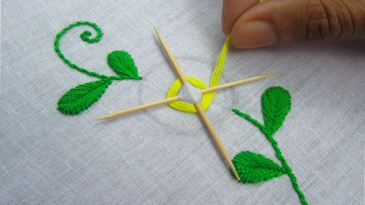 Hand Embroidery, Easy Flower Embroidery Trick with tooth pick