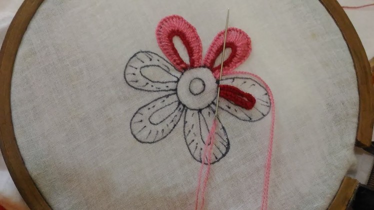 Hand Embroidery- Flower Stitch,Easy Flower Embroidery,Buttonhole Stitch Flower,