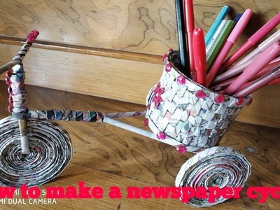 How to make a Newspaper handmade cycle I DIY Newspaper cycle craft idea - part 2