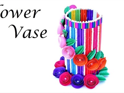 How to make paper vase ( very easy ) diy craft | Origami flower vase tutorial